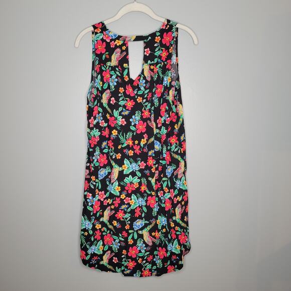 Old Navy Black Tank Dress Womens Size L Petite Dark Floral Tropical Summer Beach - Picture 3 of 7